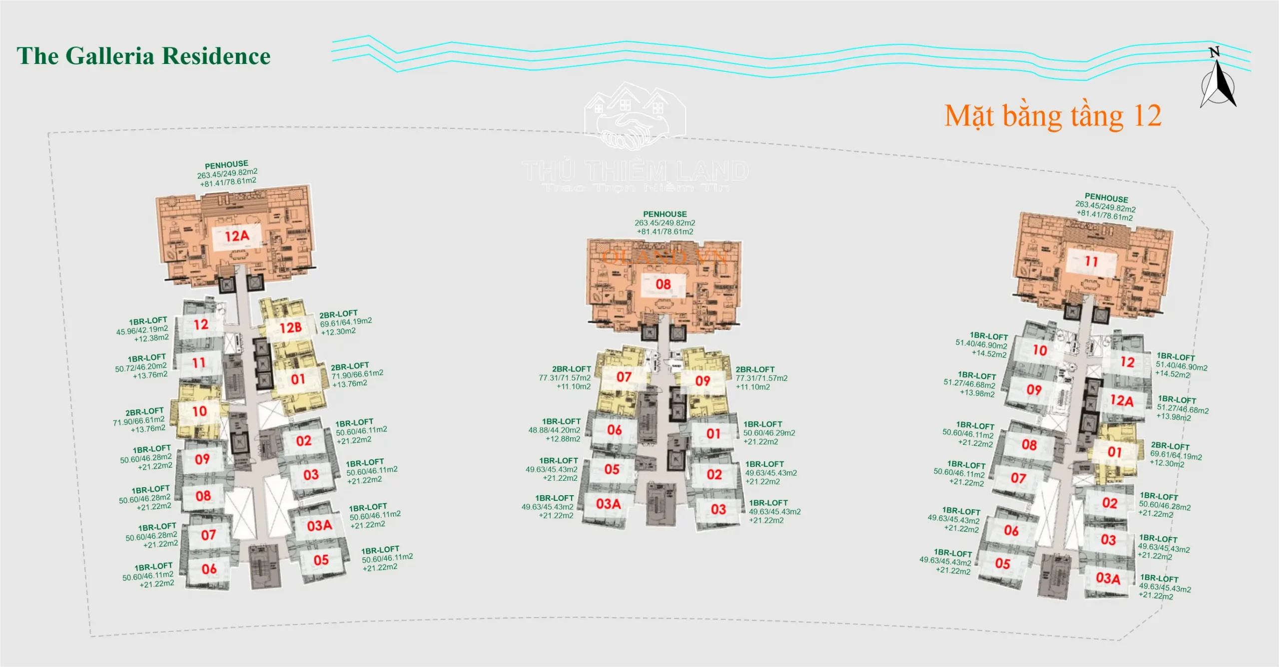 Mặt bằng tầng 12 the galleria residences - metropole thủ thiêm