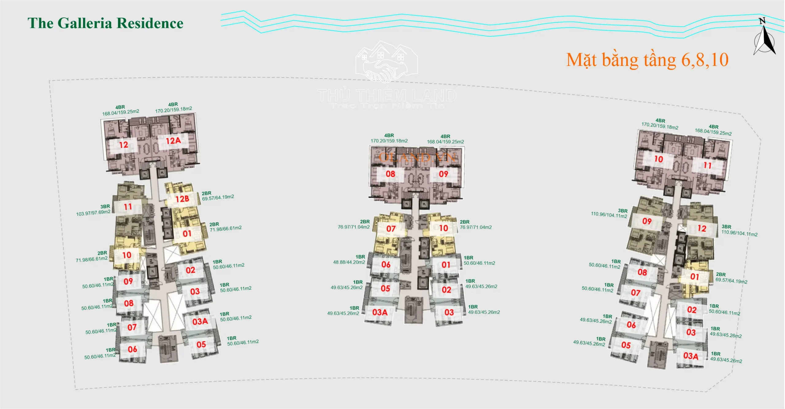 Mặt bằng tầng 6,8,10 the galleria residences - metropole thủ thiêm