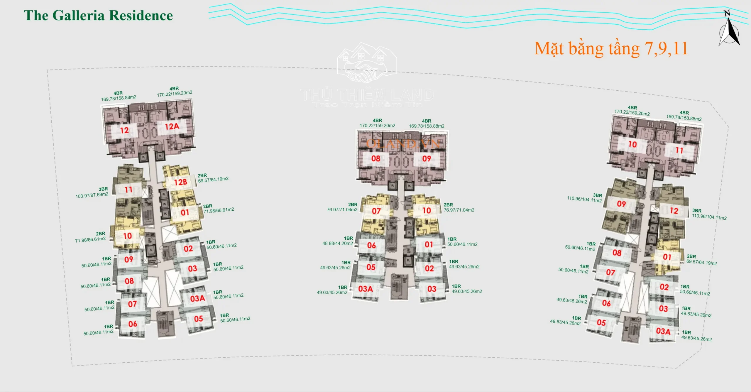 Mặt bằng tầng 7,9,11 the galleria residences - metropole thủ thiêm